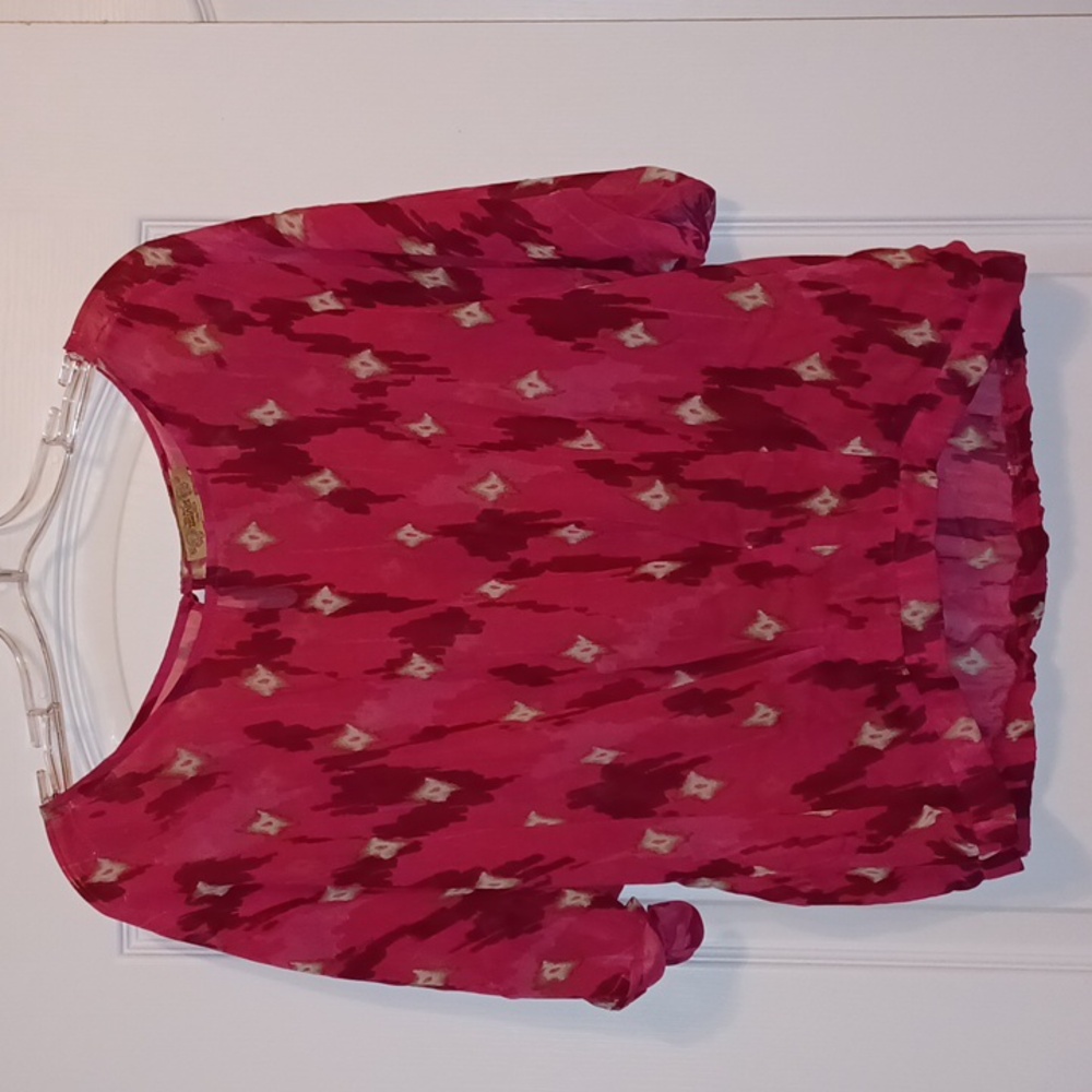 Vintage America Red and Gold Patterned Blouse